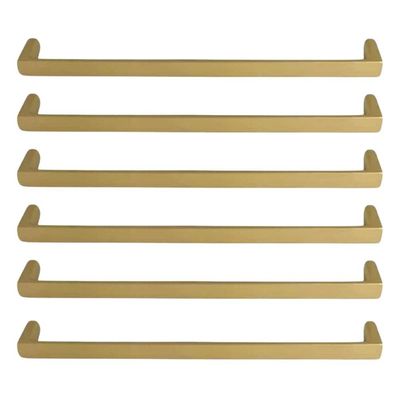 Kit 6 Puxadores de Armários Dourado Fosco Reto 19,2cm Torral