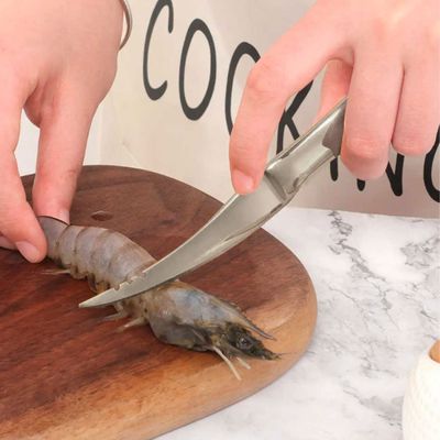 Faca para Camarao Limpar Cortar Frutos Mar Aço Inox Prata