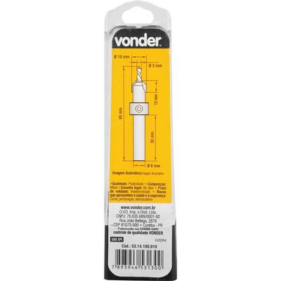 Fresa Para Cabeça Cônica 10Mm Vonder