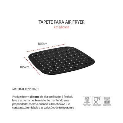 Tapete Silicone Quadrado e Redondo Air Fryer Antiaderente