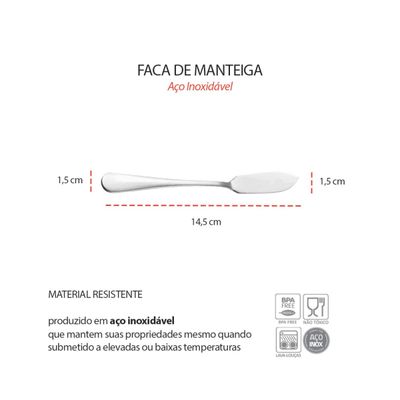 Faca para Manteiga Espatula Pate Geleia Aço Inox Talher