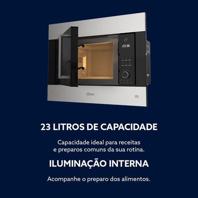 Forno Micro-ondas De Embutir Oster Black Inox 23L 110V