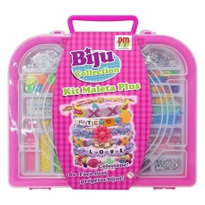 Maleta Plus Biju Collection Miçangas Rosa e Azul - DMTOYS