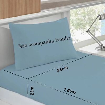 Lençol Buettner Solteiro Malha Basic Liso com Elastico Jeans