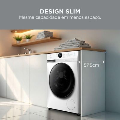 Máquina de Lavar Roupas 11kg Branca Slim HealthGuard Conectada Midea MF201W110WB/WK-01 - 110V