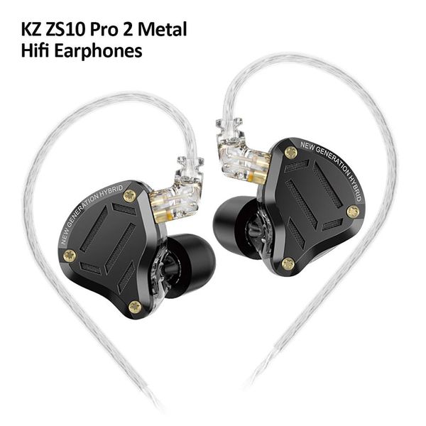 Fones de Ouvido KZ ZS10 Pro 2 com Fio HiFi Stereo Bass e Microfone Sem Microfone