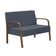 Poltrona 2 Lugares Jade Braço Madeira Suede Azul Bic