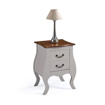 Mesa de Cabeceira Bombê Antique 2 Gavetas Laca Off White