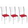Kit 3 Cadeiras Iara Cromada Para Cozinha Vermelho