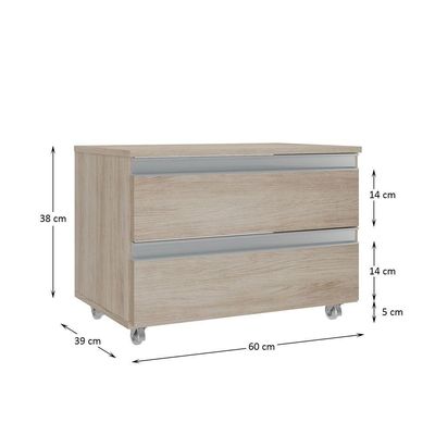 Gabinete Banheiro Rodinhas Joia 60cm 02 Gavetas Madeirado Inteiro