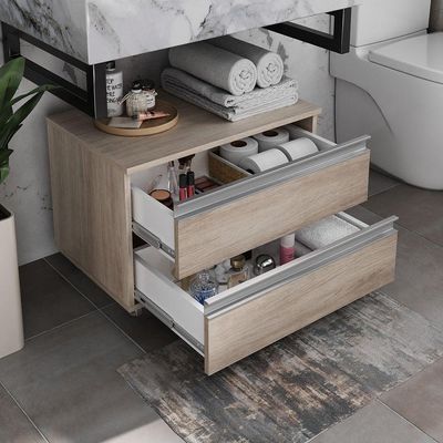 Gabinete Banheiro Rodinhas Joia 60cm 02 Gavetas Madeirado Inteiro