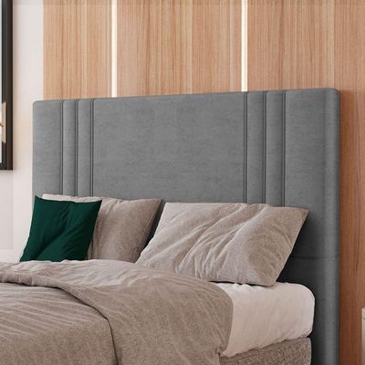 Cabeceira Estofada Solteiro 90 Cm Diamante Veludo Cinza