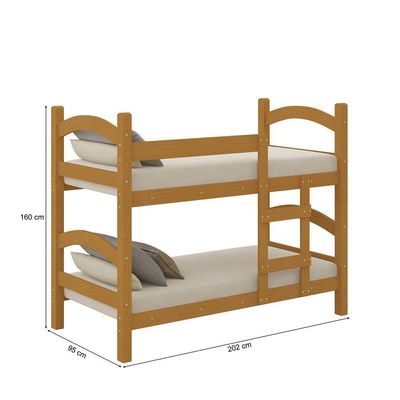 Beliche Trento Art Panta 100% Mdf C/ Escada Vira 2 Camas P/colchão 188x88- Super Reforçada - Nature