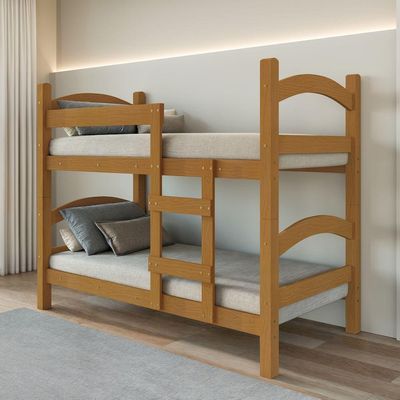 Beliche Trento Art Panta 100% Mdf C/ Escada Vira 2 Camas P/colchão 188x88- Super Reforçada - Nature