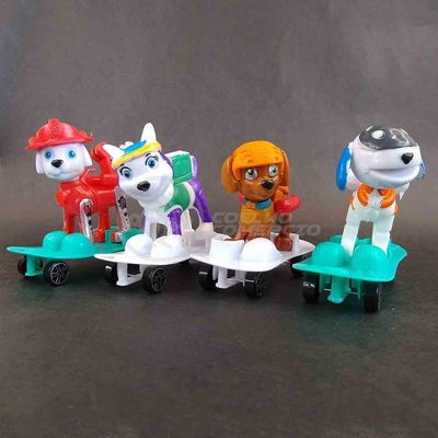 Kit 4 Bonecos Patrulha Canina Com Skate 8Cm