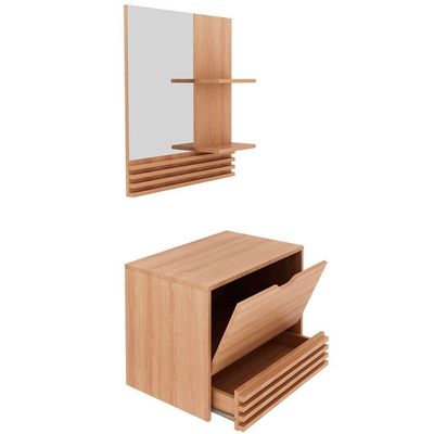 Kit Gabinete E Espelheira De Banheiro 60 Cm Com Cuba Sâmia Amêndoa