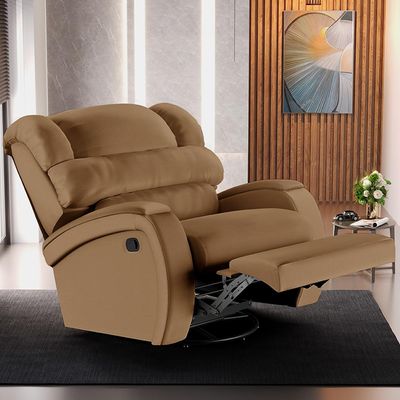 Poltrona do Papai Sala de Cinema Reclinável Kylie Glider Manual Giratória USB PU Caramelo G23