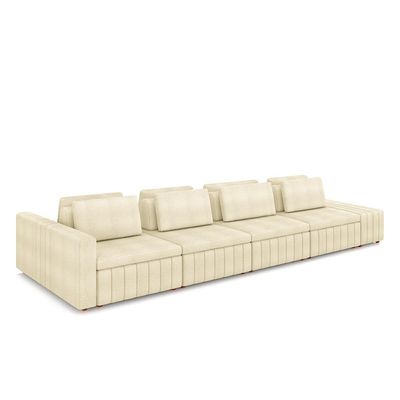 Sofá Ilha com Encosto e Almofadas Móveis Olimpo 425cm Modulado Bouclê Off White G45 - Gran Belo