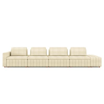 Sofá Ilha com Encosto e Almofadas Móveis Olimpo 425cm Modulado Bouclê Off White G45 - Gran Belo