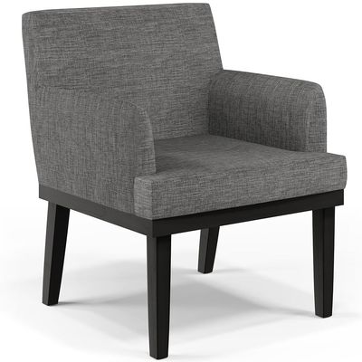 Kit 02 Poltronas Decorativas Sala de Estar Base Preto Beatriz W01 Linho Cinza Escuro - Lyam Decor