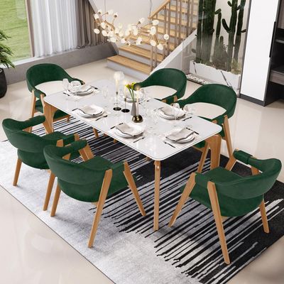 Kit 02 Cadeiras de Jantar e Estar Living Estofada Nadja L02 Couríssimo Verde Musgo - Lyam Decor
