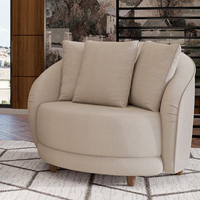 Kit 2 Poltronas Decorativas Base Fixa Galáxia com Almofadas Linho Off White G45 - Gran Belo