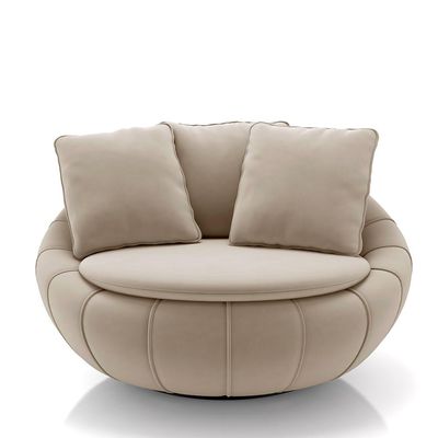 Kit 2 Poltronas Giratória Sala de Estar com Almofadas Afrodite Bege Veludo G45 - Gran Belo
