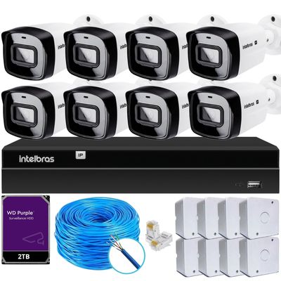Kit 8 Câmeras IP Vipc 1230B Intelbras NVD 1408P HD 2TB Purple