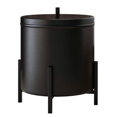 Kit 02 Lixeiras Com Tampa Multiuso Aço Alumínio 06 Litros Kalli D01 Preto Fosco - Lyam Decor