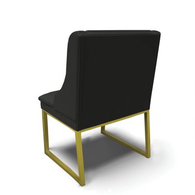 Cadeira Sala de Jantar Industrial Dourado kit 8 Liz Sintético D03 - D'Rossi Preto