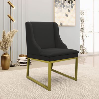 Cadeira Sala de Jantar Industrial Dourado kit 8 Liz Sintético D03 - D'Rossi Preto