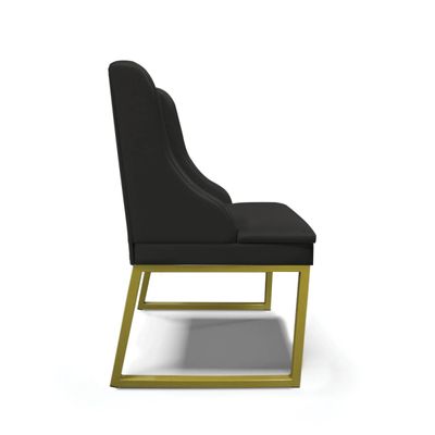 Cadeira Sala de Jantar Industrial Dourado kit 8 Liz Sintético D03 - D'Rossi Preto