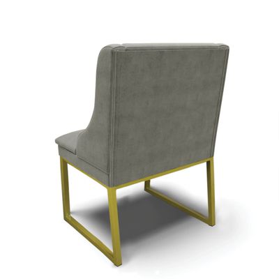 Cadeira Sala de Jantar Industrial Dourado Kit 8 Liz Suede D03 - D'Rossi Grafite