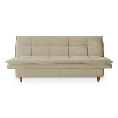 Sofá-Cama Casal 3 Lugares Mirage Veludo Bege