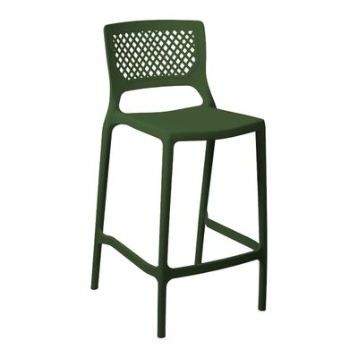 Banqueta Alta para Cozinha Verde Musgo Empilhável Vênus em Polipropileno Acrilys