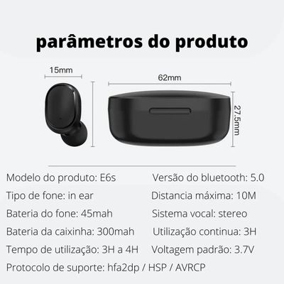 Fone De Ouvido Bluetooth 5.0 Par Sem Fio Duplo