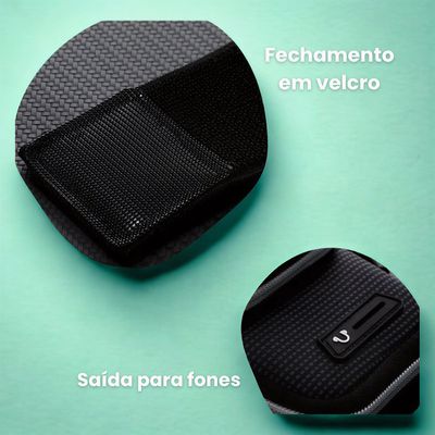 Bolsa de Braço Preta Esportiva Entrada para Fone de Ouvido