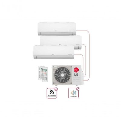 Ar Condicionado Multi Split Inverter 3 Ambientes (Hiwall 1X 9.000BTUS, 2X12.000BTUS) Quente/Frio WiFi Integrado 220V