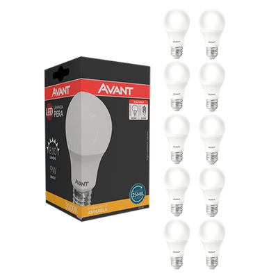 Kit 10 Lâmpadas Led 9W Avant Amarela Bivolt Bivolt