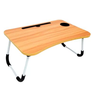 Mesa Portátil Multiuso 40x60 MDF Dobrável Para Cama Sofá Suporte de Notebook Tablet Celular e Copo Marrom
