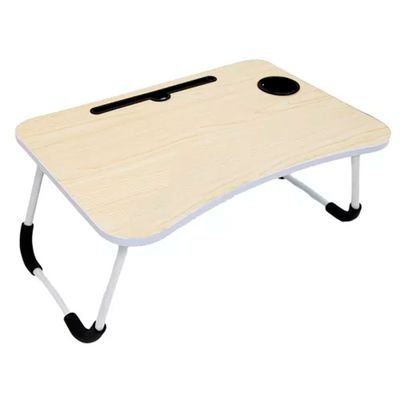 Mesa Portátil Multiuso 40x60 MDF Dobrável Para Cama Sofá Suporte de Notebook Tablet Celular e Copo Marrom