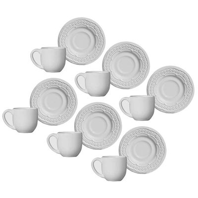 Conjunto de Xícara para Café Madeleine em Faiança Feldspática 6 Peças Porto Brasil Branco