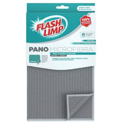 Pano de Prato Microfibra com Imã Cinza FlashLimp Cinza