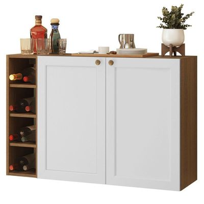 Buffet Aparador Com Adega 100cm 2 Portas Vik Madesa 16 Rustic-branco