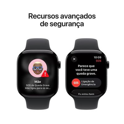 Apple Watch Series 11 GPS 46mm Brilhante Pulseira M/G Esportiva Preto / Bivolt