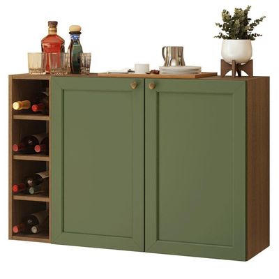 Buffet Aparador Com Adega 100cm 2 Portas Vik Madesa 16 Rustic-verde