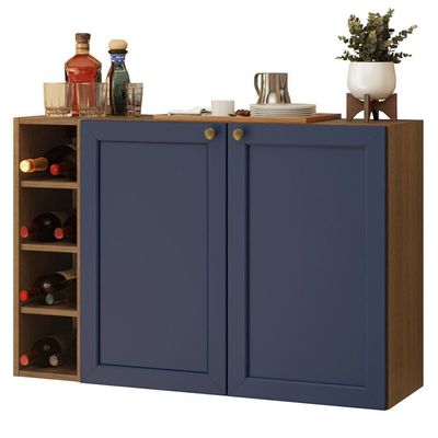 Buffet Aparador Com Adega 100cm 2 Portas Vik Madesa 16 Rustic-azul