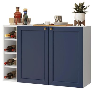 Buffet Aparador Com Adega 100cm 2 Portas Vik Madesa 16 Branco-azul
