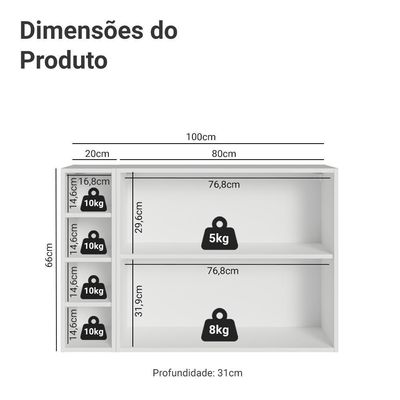 Buffet Aparador Com Adega 100cm 2 Portas Vik Madesa 16 Branco