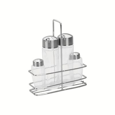 Conjunto Galheteiro Tramontina Ciclo Em Vidro E Aço Inox 4 Peças